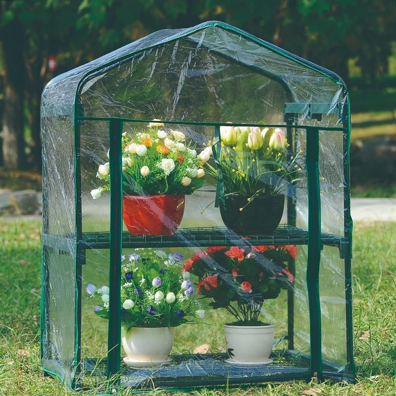 Greenhouse PVC Plant Tent Outdoor Mini Flower Shed Plant Potted Sunny Room Rain Cover Anti Freezing Only Cover 50x70x93cm