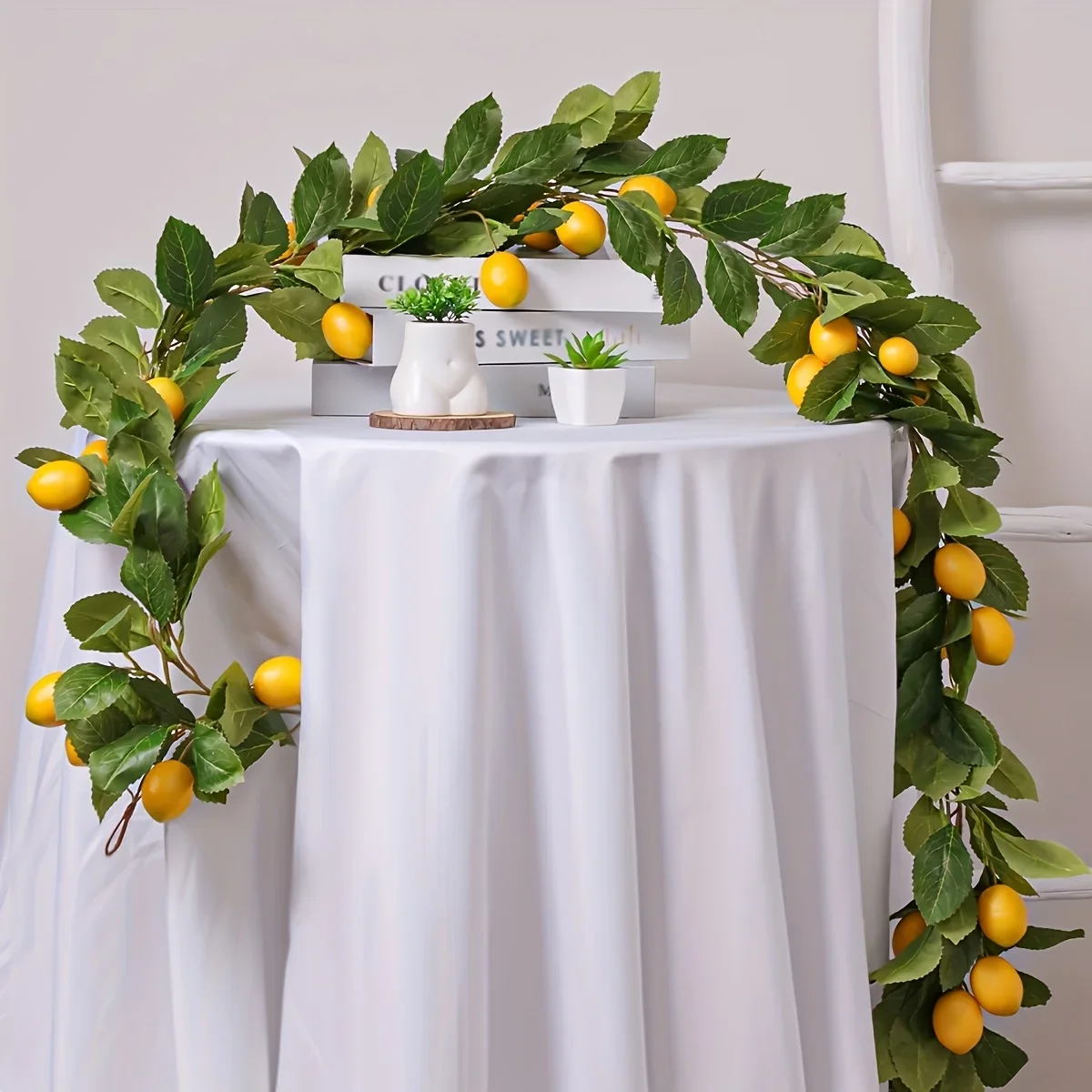 

Artificial lemon wreath with green plants door wall cover wedding holiday party dining table decoration Wreath frame Lei Wreath