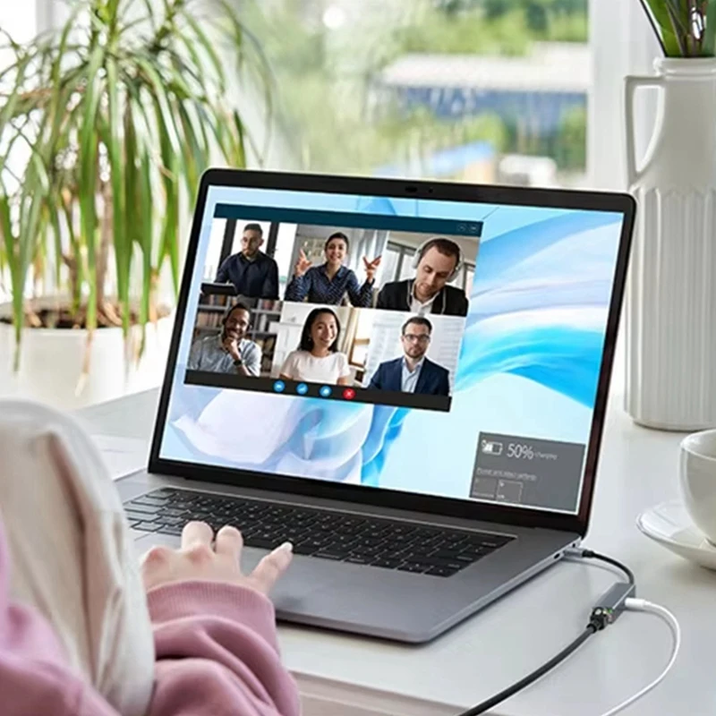 EF-2 In 1 USB C Network Card With PD 60W Fast Charging Port 1000Mbps Type C To Ethernet RJ45 Lan Gigabit Adapter For PC