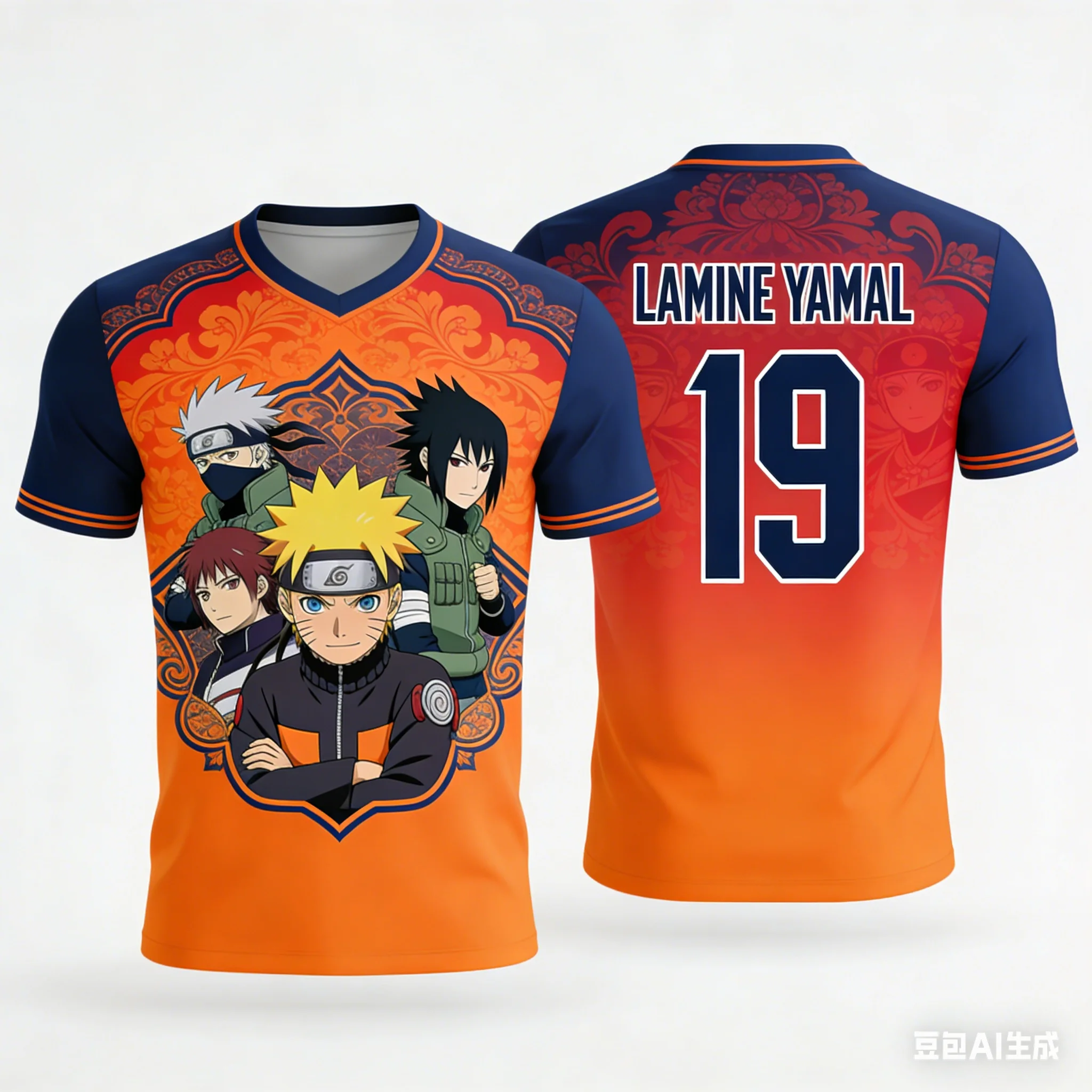 

2026-2027 Naruto × Soccer Star Collaboration Number Print T-Shirt Unisex High-Street Trend Loose Casual Short-Sleeve