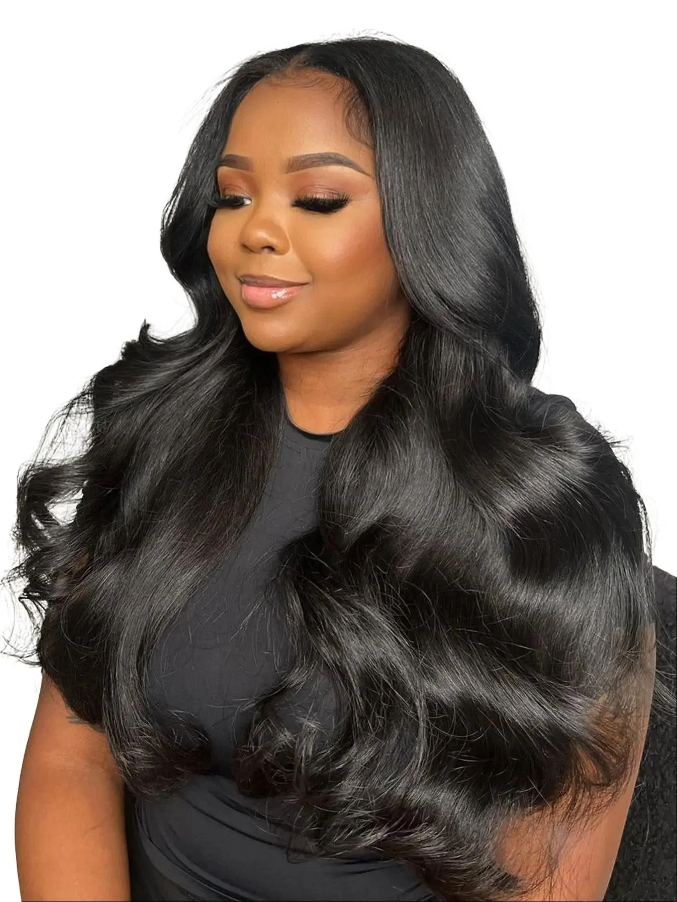 

Long 34'' 13X4 13X6 Lace Front Human Hair Wigs Natural Body Wave Colored Transparent Lace Frontal Wigs Pre Pluck For Black Women