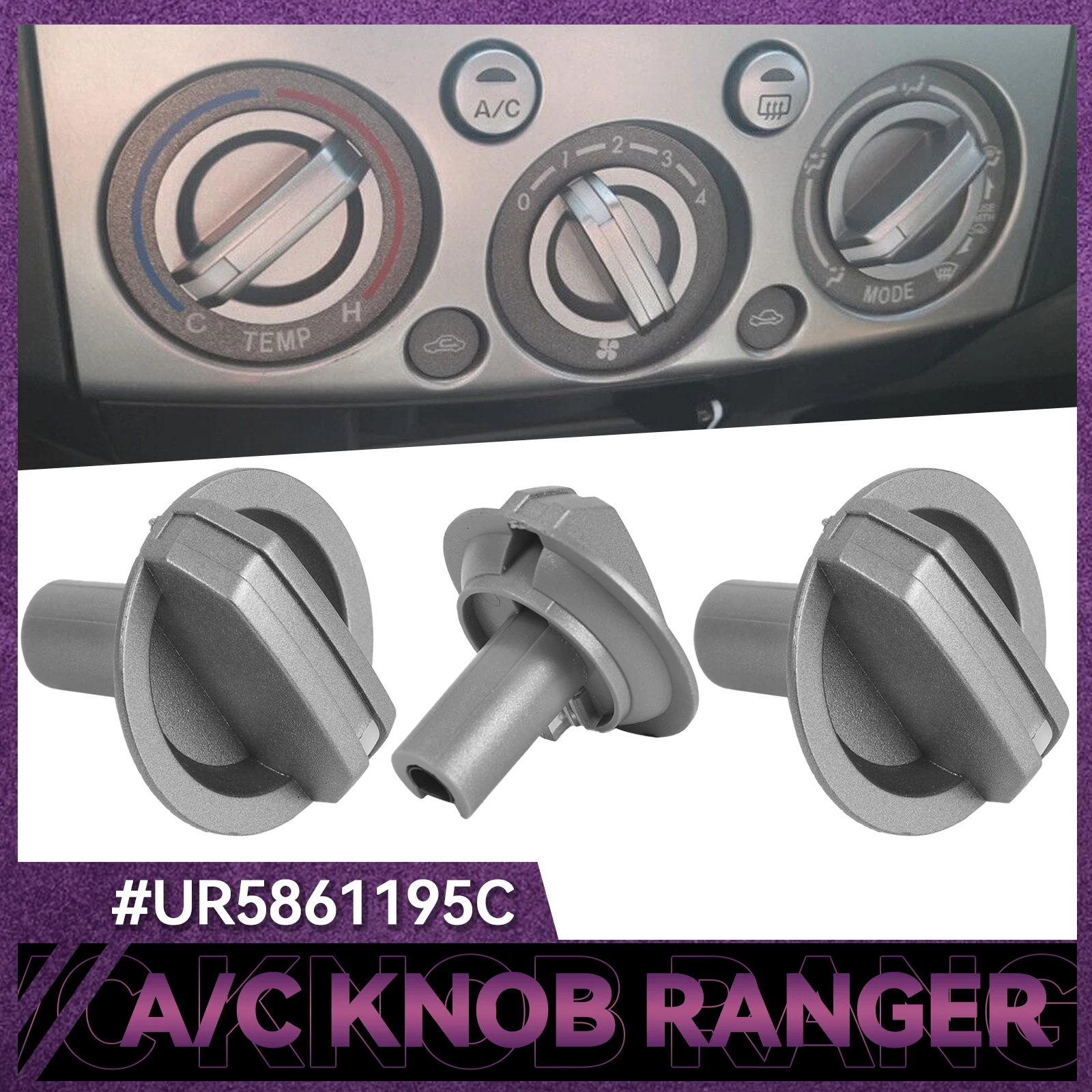 Kits de perilla de Control del ventilador del calentador de CA de la consola delantera del coche para Ford PJ PK Ranger Mazda BT-50 UR 5661195 C UR 5861195 C 2006 2007 2008 2010