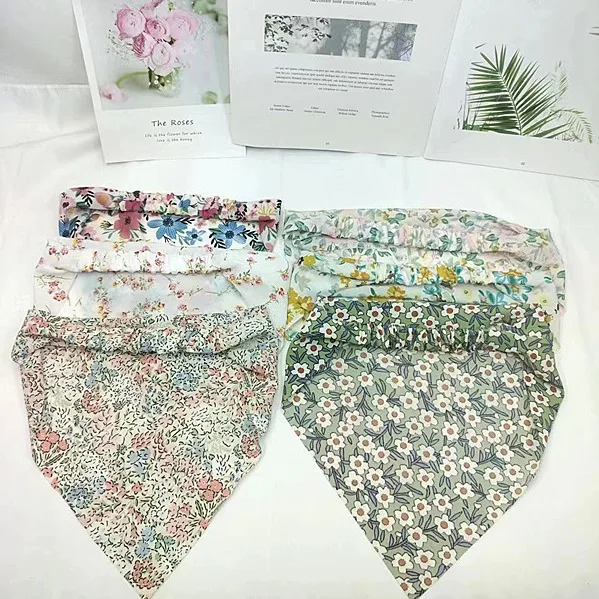 

Pastel Floral Country-Style Headband Triangle Scarf Elastic Headband Hair Accessory Trendy Fashion Headband for Women