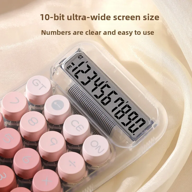 Transparent Gradient Large-Key Calculator with Large Screen, Electronic 10-Digit Display, Specifically for Students
