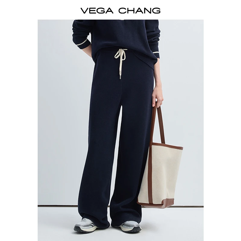 Vega Chang Spring and Autumn New Women's Knitted Casual Pants Versatile Wide-Leg Pants