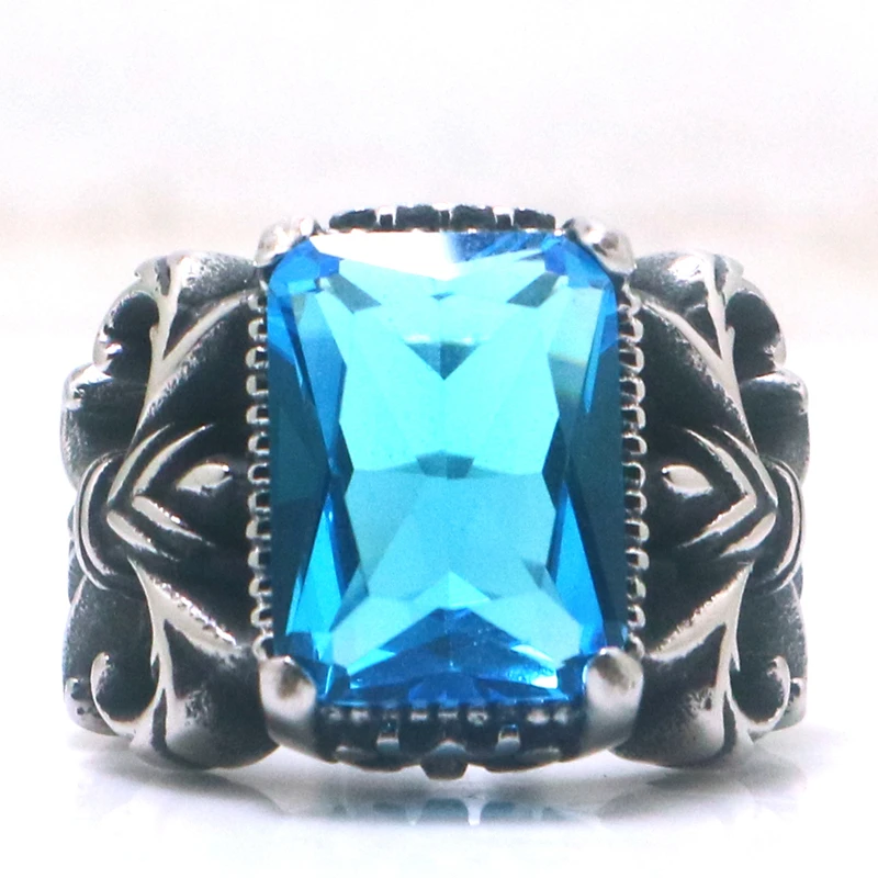 Unisex 316L Stainless Steel Cool Punk Gothic Classic Stone Vintage Ring