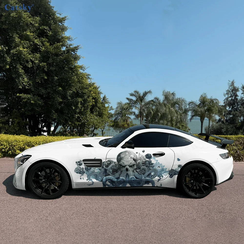 Angry Octopus Car Side Sticker PVC Self Waterproof Stick, Striking Auto Exterior Accessories Decor Protect Gift for Car Lover