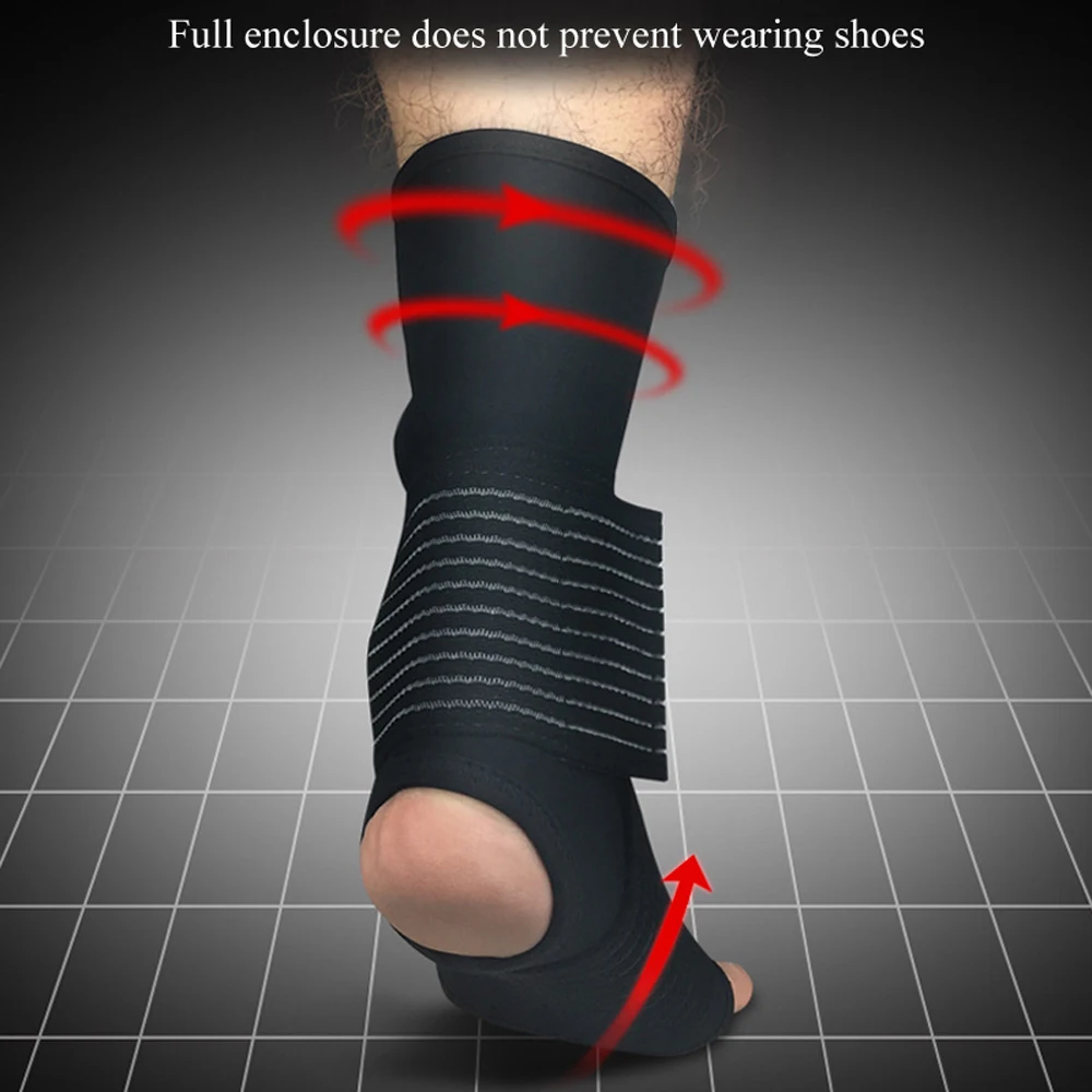 1Pcs Ankle Support Brace Compression Sleeve with Adjustable Strap Perfect Fit Great for Running Ankle Sprains Walking Hiking