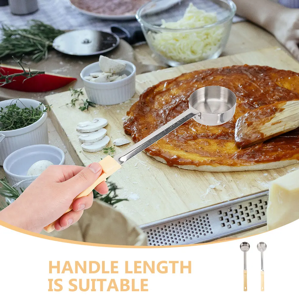 

2 Pcs Sauce Spoon Ladle for Cooking Use Buffet Serving Spoons Kitchen Tomato Pizza Restaurant Measuring Flat Bottom Spread