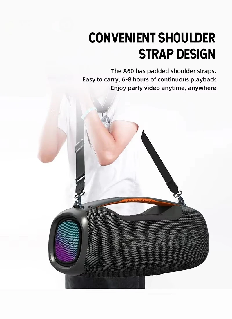 Speaker 100 Watt Subwoofer Speaker High Quality Loud Portable Audio Player A60 Connected Home Microphone