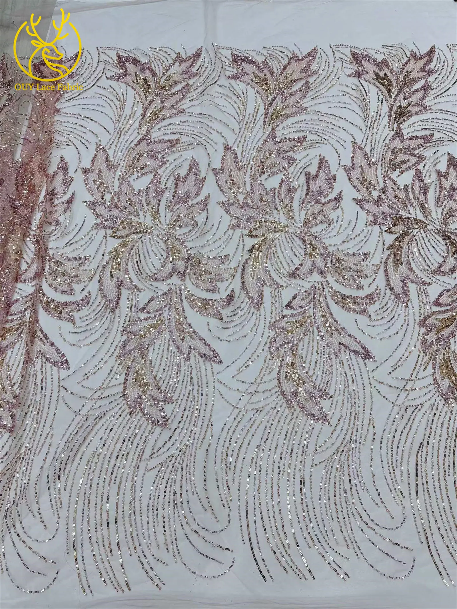 Großhandel Nigerianischer Perlen-Spitzenstoff 2026 Modischer Französischer Afrikanischer Pailletten-Netzstoff für Brautkleider und Partykleider 5 Yards – Detail 14