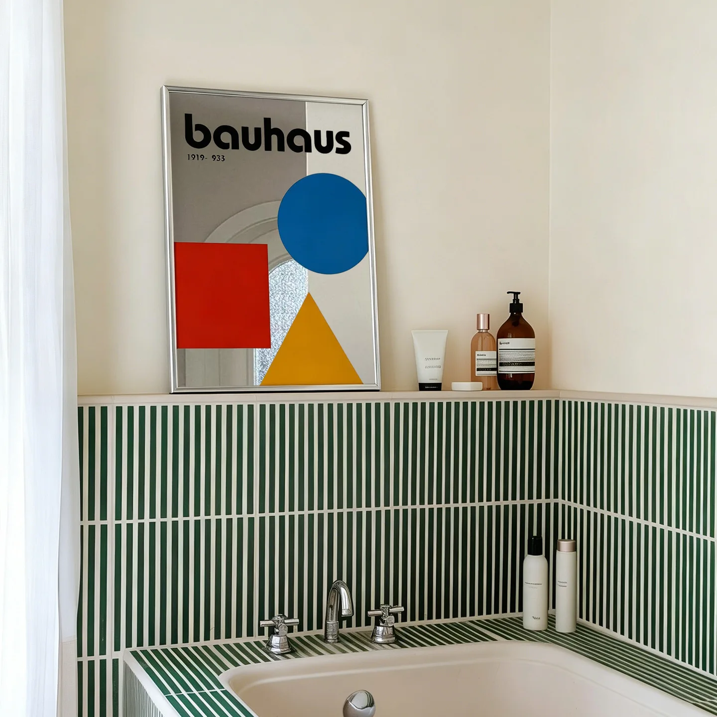 Modern Bauhaus Color Block Geometric Abstract Shape Canvas Wall Art - Minimalist Home Decor Gift Poster