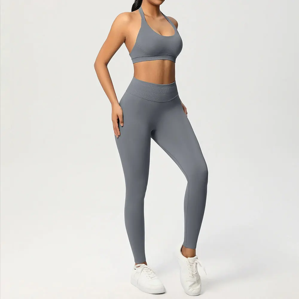 

2PCS Sports Bra Set Women's Seamless Workout Yoga Clothes Bras Shockproof Running Leggings Gym Suit Push Up Sports Vest Clothing