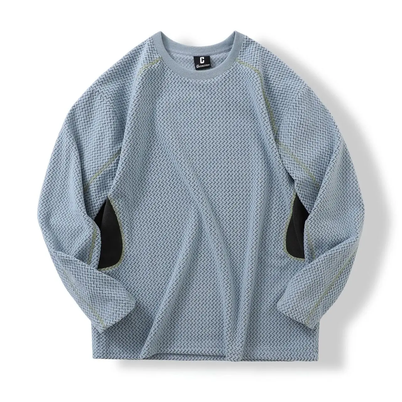 Loose Fit Fleece Sweatshirt Wave Pattern Splicing Breathable Base Layer Hoodie Unisex Couples Casual Wear Autumn 2025