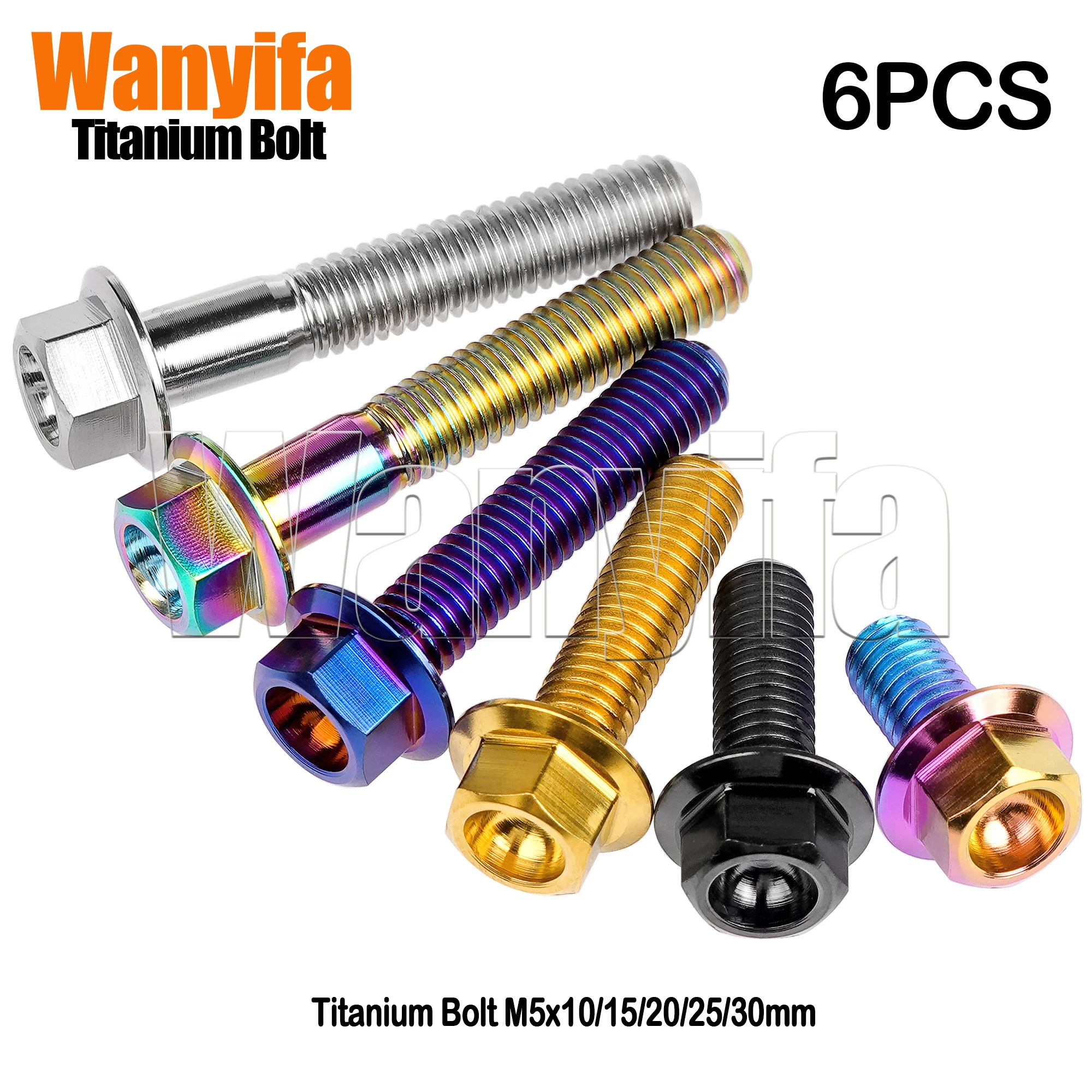 

Wanyifa Bicycle Part Bolt M5x10/15/20/25/30mm Titanium Flange Screws for MTB Road Bike 6 PCS