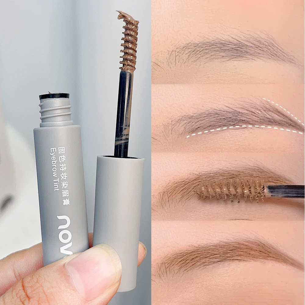 Crema para cejas teñida líquida, resistente al agua, secado rápido, marrón, gris, potenciador de cejas, máscara para cejas 3D Natural, maquillaje para mujeres