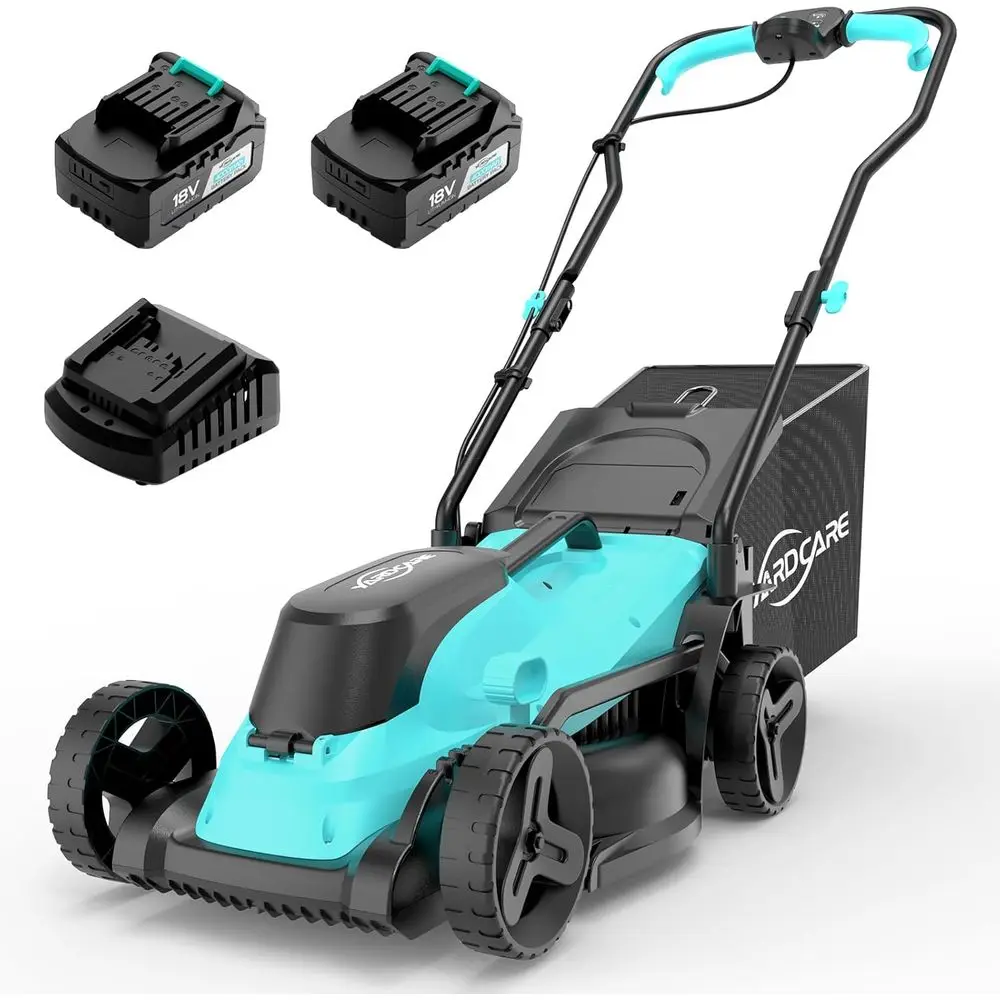 

36V Cordless Electric Lawn Mower, 2X4Ah Batteries, 5-Height Settings, 8G Bag, LED Screen, Charger