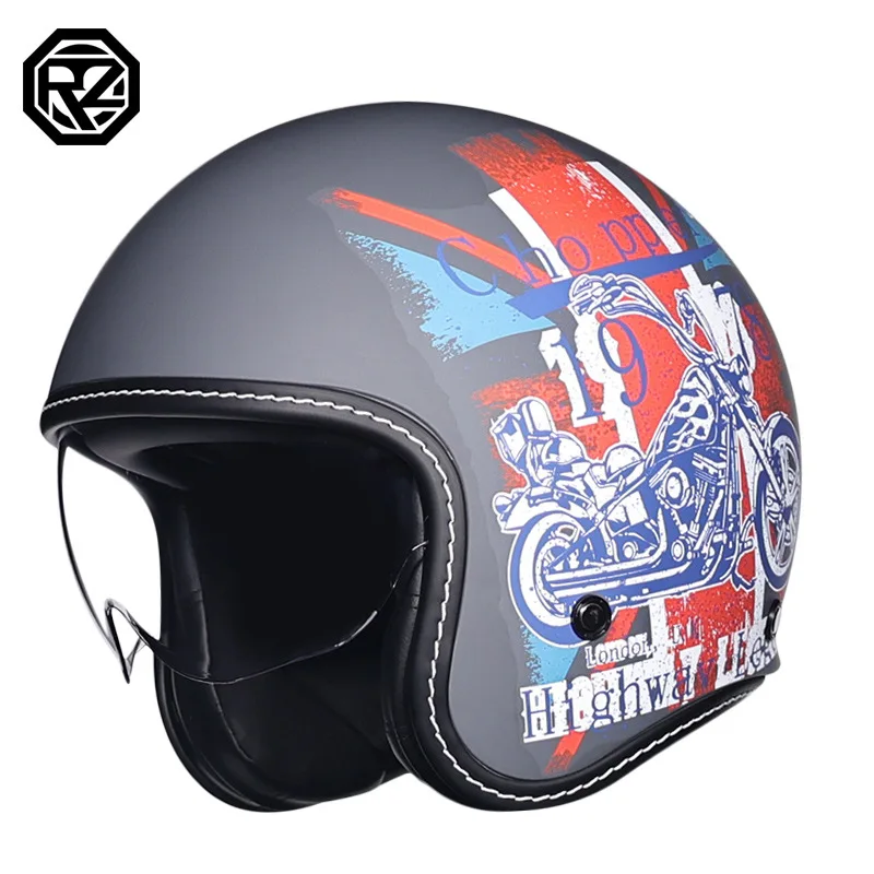 ORZ-Casque de moto à face ouverte, style rétro, demi-visage, sécurité, flash miroir-vent, 3/4, 3c Casco puzzles ete Moto, 300