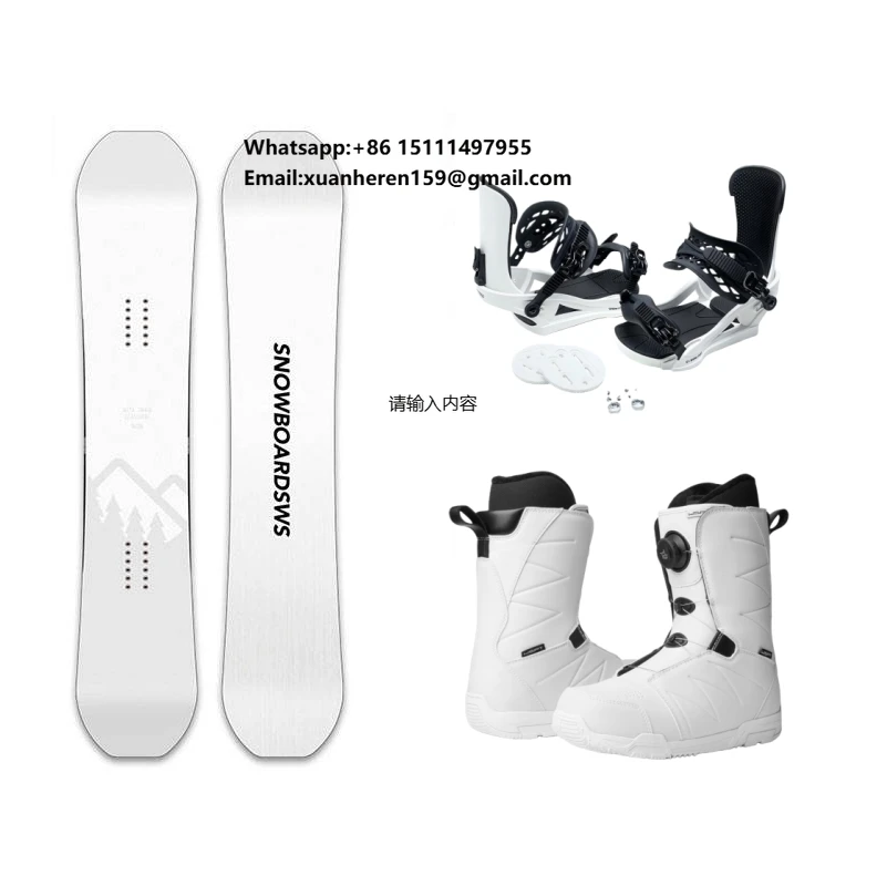 

Adults Men Women Skis Equipment Kit Fiberglass ABS Poplar White Skiing Design Snowboard Set Freestyle Wood Core Sandwich