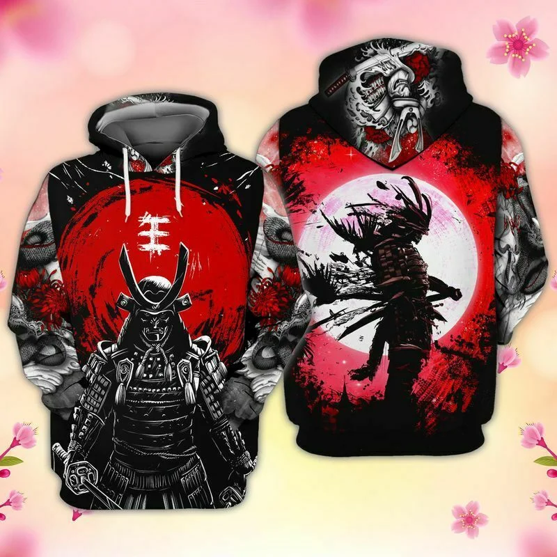 Red Moon Samurai Hoodie 3D Print Hoodie 2023 Newest Fashion Casual Sweatshirt