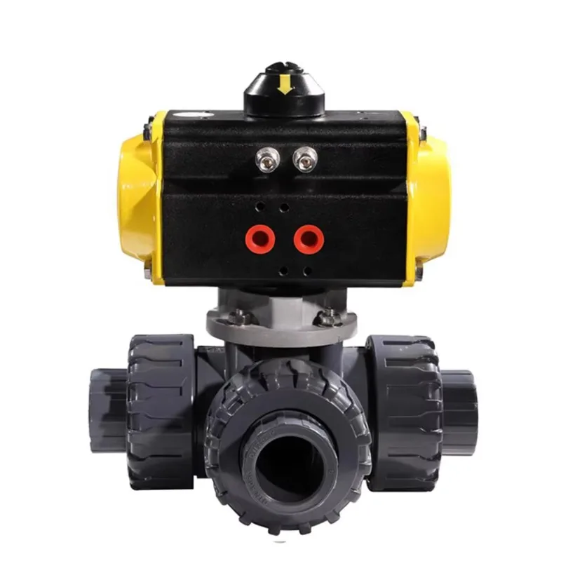 

2-Inch PVC True Combination Three-way Pneumatic Ball Valve with Pneumatic Actuator