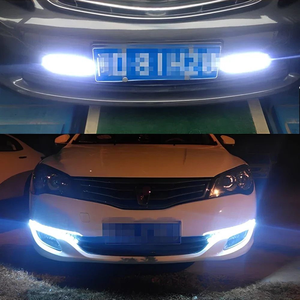 6/9/10/12/16/20 Led luces diurnas flexibles automáticas COB conducción diurna lámpara antiniebla 12V bombilla impermeable estilo de coche faros LED