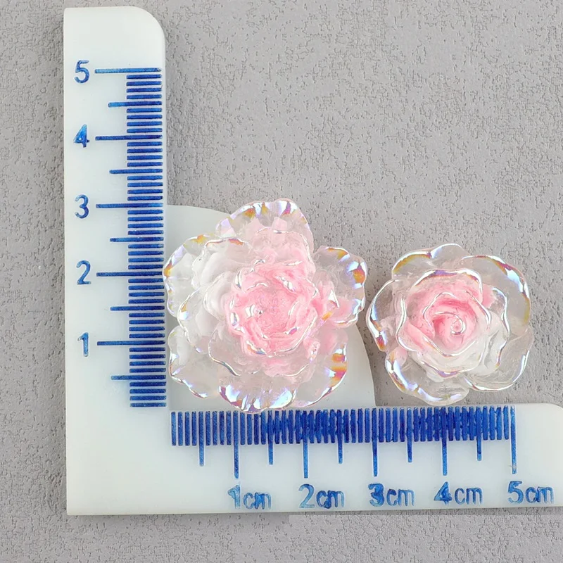 10PCS Electroplating two-color rose resin accessories hairpin DIY cream glue phone case material camellia flower cave shoes acce