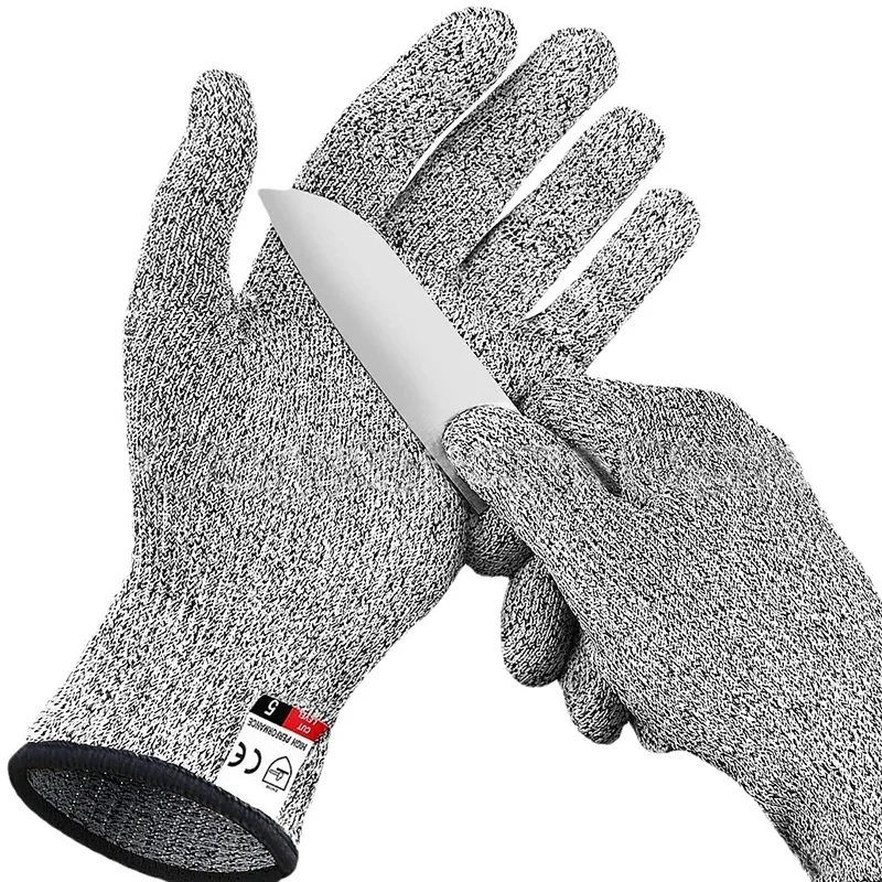 HPPE Cut Resistant Gloves Grade 5 Glass Factory Protective Abrasion Resistant Safety Gardening Kitchen Butchery Fishing Gloves