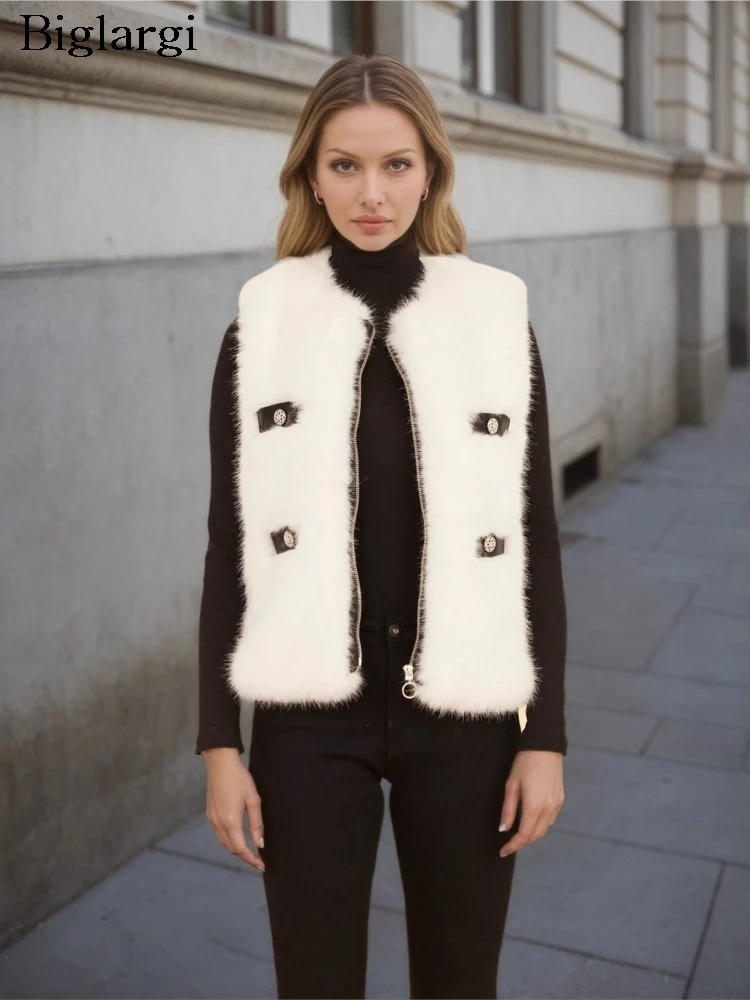 

Осень-зима, пушистые жилеты без рукавов, пальто, женские элегантные модные женские жилеты в корейском стиле, куртки, свободные женские пальто