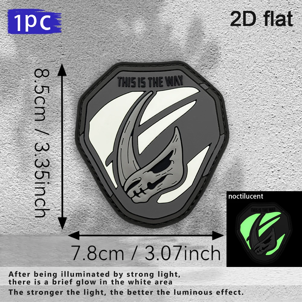 Specifications Available: 1Pc/2Pcs/3Pcs Pvc Rubber Polygonal Decorative Badge, Animal Bone Pattern Glow-In-The-Dark Velcro Patch, Includes a Backing Material, Can Be Repeatedly Adhered and Removed, Hat and Coat Decoration Accessories