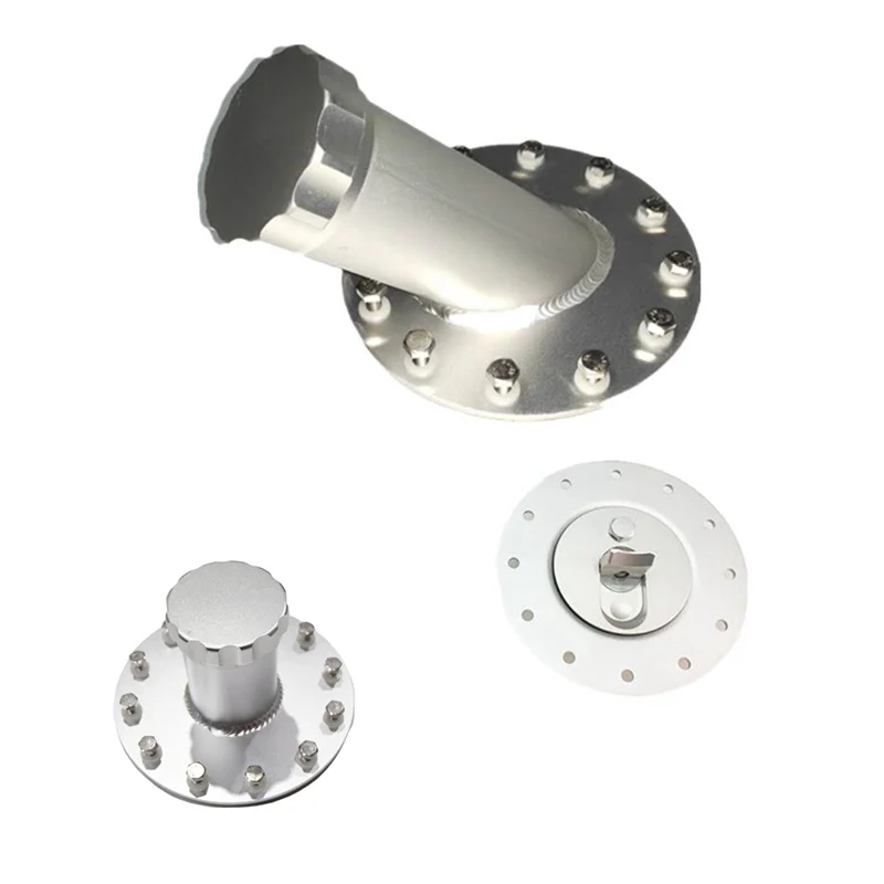Billet-Aluminium 0/45/90 Brennstoffzelle, schnell befüllender Einfüllhals, 12-Bolzen-Flansch, Silber