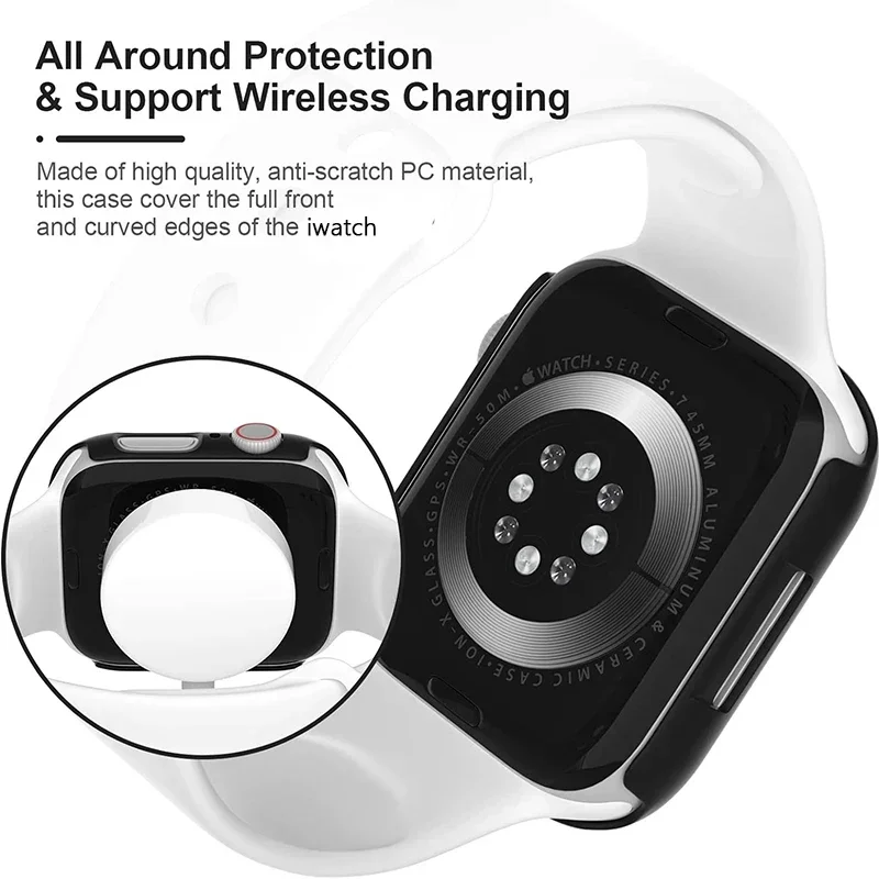 Juste de protection pour Apple Watch, boîtier ultra-mince, pare-chocs découpé en PC dur, 41mm, 45mm, 44mm, 40mm, iWatch série 9, 6, 5, 4, se, 7, 8