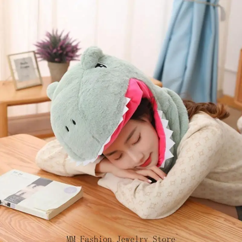 D0UB غطاء رأس ديناصور قبعة وشاح من القطيفة غطاء رأس ملائم تمامًا للبرد لتمشية الكلاب #5