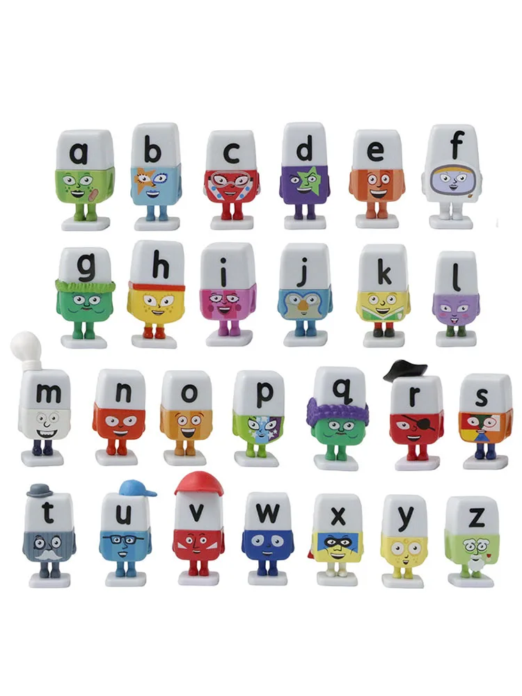 26-teiliges Set Alphablocks Numberblocks und Freunde Cartoon-Modell Actionfiguren 26 Buchstaben Spaßige Lernspielzeuge