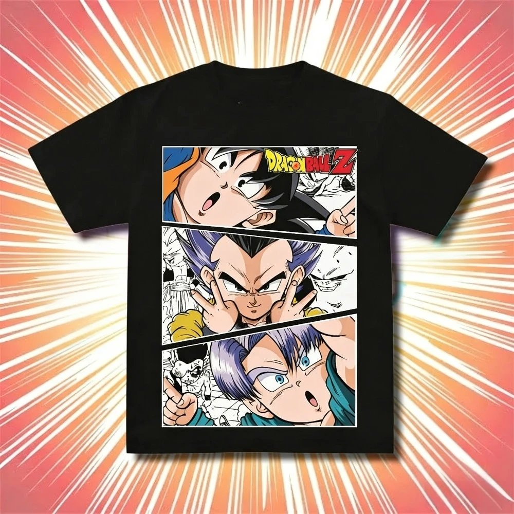 2026 Summer Dragon Ball Retro Pure Cotton Fitness T-shirt Men's Oversized Short-sleeved Family Unisex Children's Casual Shirt