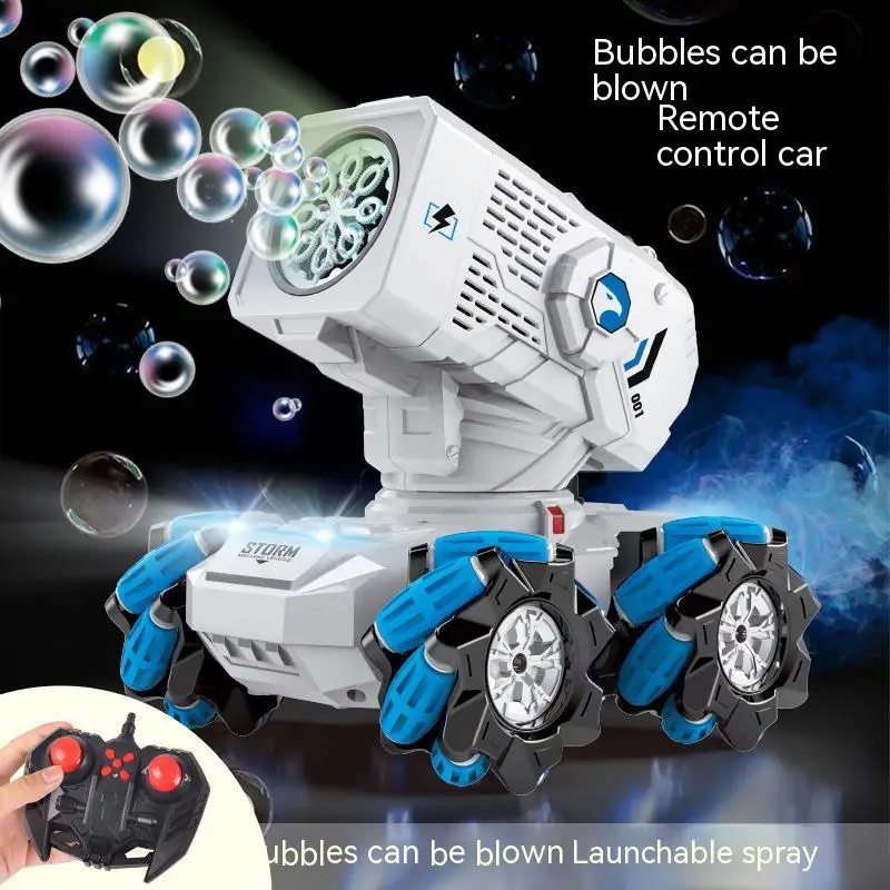 

Blowing Bubbles Remote Control Tangk Car Lighting Remote Control Car Rechargeable Stunt Car Bubble Machine Children Toys