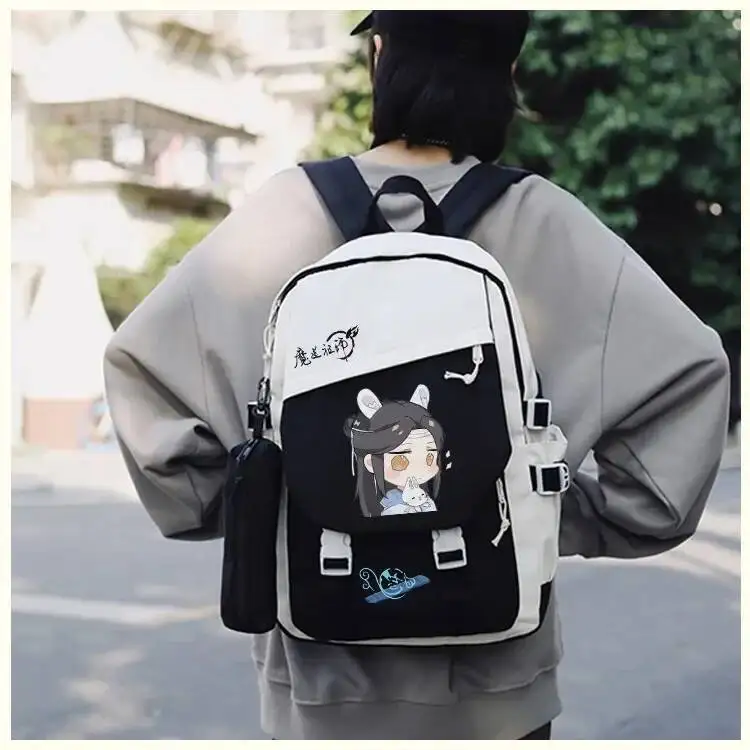 อะนิเมะเกมสีดําสีฟ้าสีเขียว Grandmaster Of Demonic การเพาะปลูก Mo Dao Zu Shi นักเรียนโรงเรียนกระเป๋ากระเป๋าเป้สะพายหลังหญิง