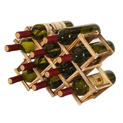 Collapsible Wooden Wine Racks Bottle Cabinet Stand Holders Wood Shelf Organizer Storage For Retro Display Cabinet