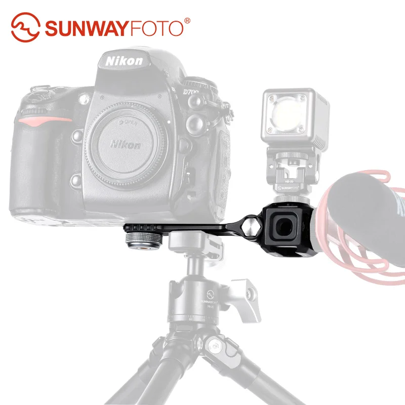 SUNWAYFOTO CB-04 Triple Hot shoe Mount Cold Shoe Adapter Extension Bar Accessories for Microphone,Camera Light,Stabilizer with