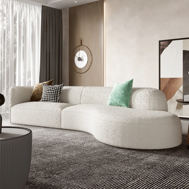 Simple combination fabric sofa is light and luxurious, and post-modern Hong Kong-style living room sofa model room is curved.