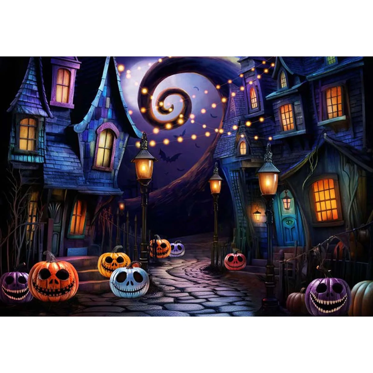 

Allenjoy Halloween Nightmare Town Backdrop