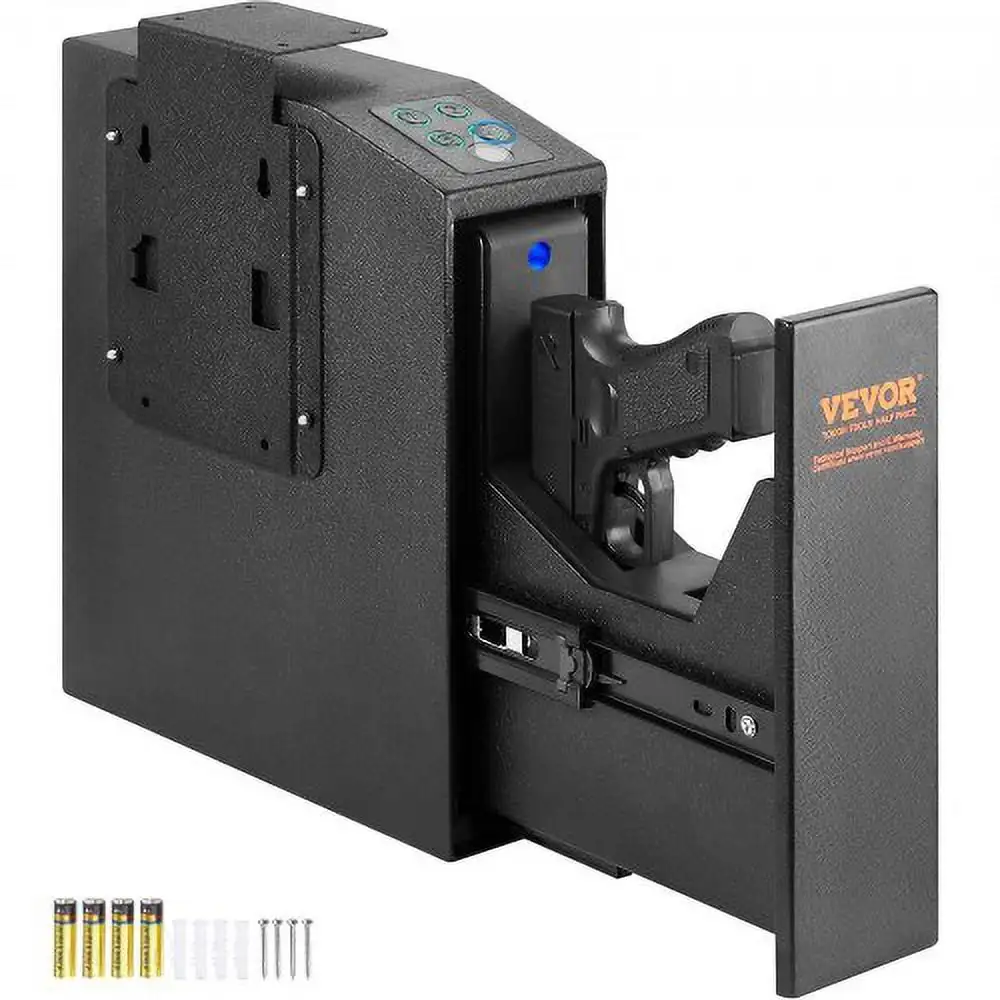 Mounted Gun Safe for Pistols, Biometric Gun Safe with Three Quick Access Ways of Fingerprints, Passwords and Keys, Handgun Safe