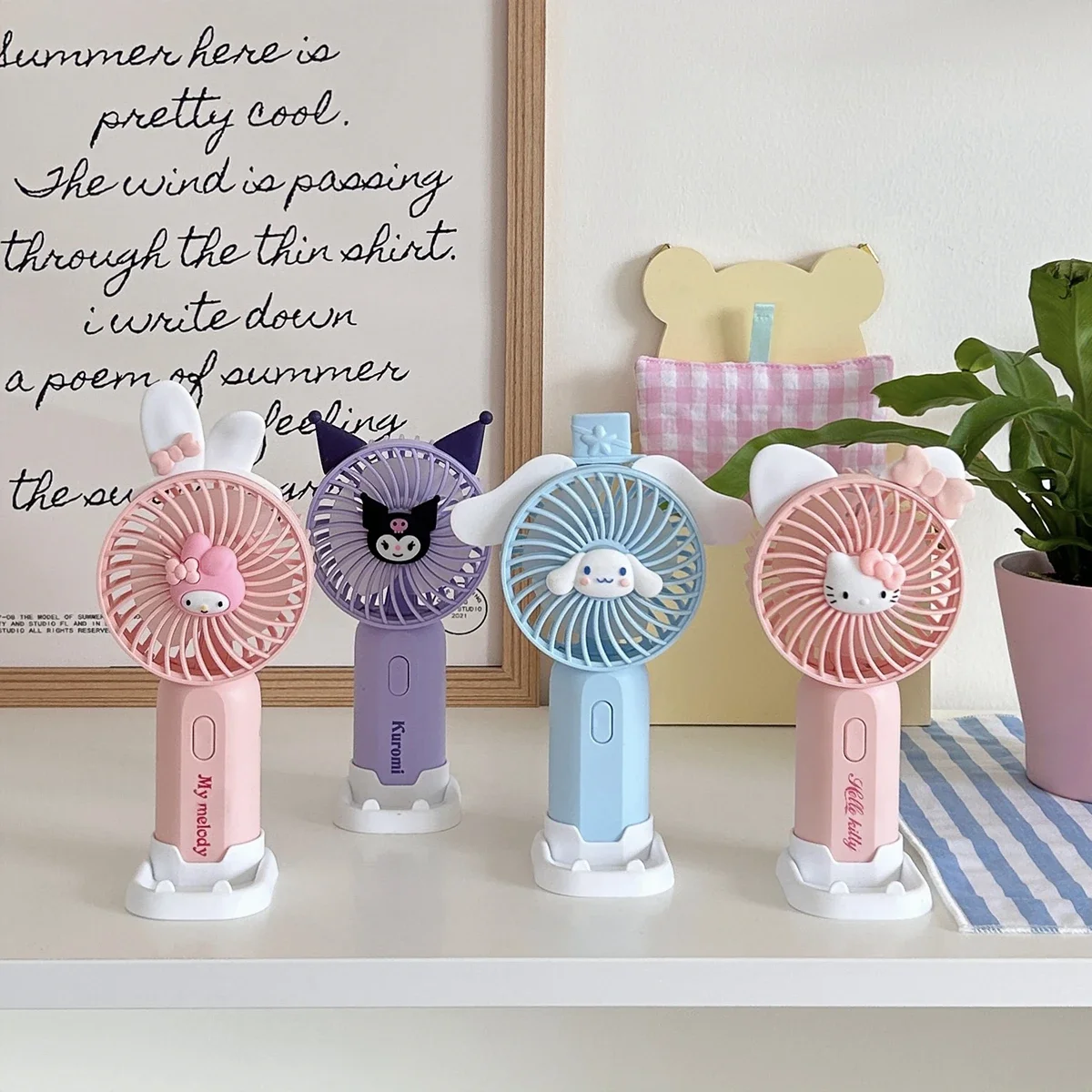 

Sanrio Kuromi Cartoon Handheld Electric Fan Toy Portable High Aesthetic Value Silent Student Dormitory Mini Fan Gifts For Childs