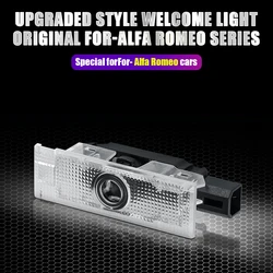 2 pz Per Alfa Romeo LED Porta Auto Benvenuto Luce Logo Proiettore Giulia Giulietta Mito Stelvio Brera 147 156 159 auto-styling