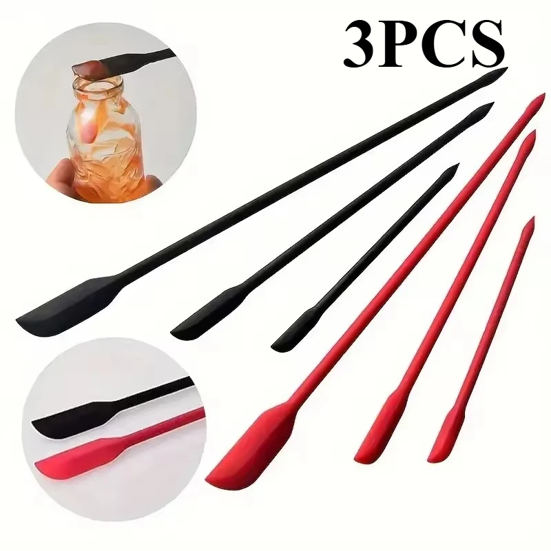 3PCS Dual-Ended Silicone Mini Scraper Set – Long Handle & Heat Resistant, Ideal for Baking, Jam Scraping & Daily Kitchen Use