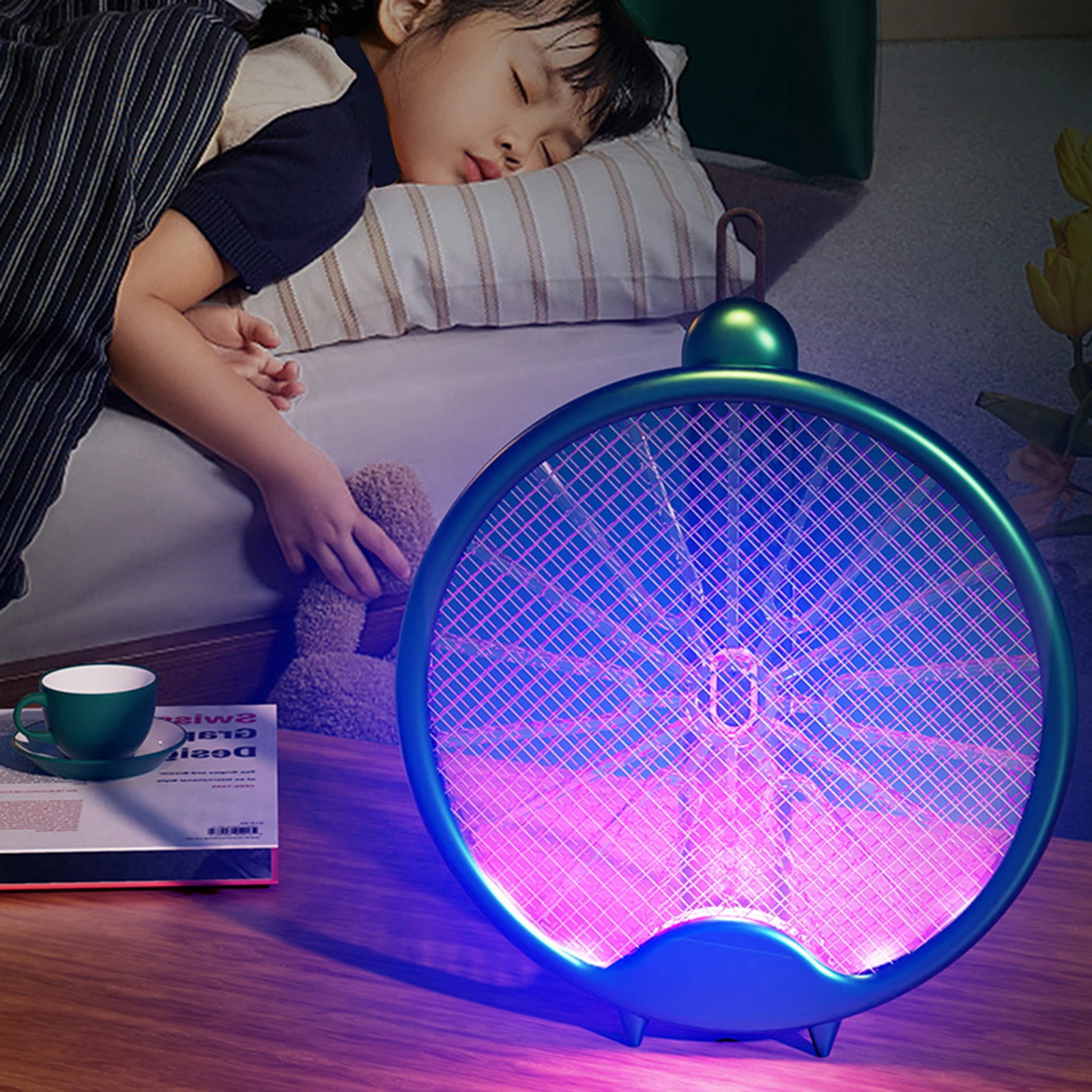 

USB Bug Zapper Racket Foldable UV Light Fly Killer Trap Wall-mounted 800mAh Rotatable Rechargeable Pest Control for Home Bedroom