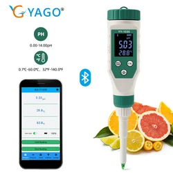 LED Smart Bluetooth PH Meter Aquarium SPA Pool PH Water Quality Monitor Tester for Soil Cosmetic Food Cheese Meat Fruit Dough