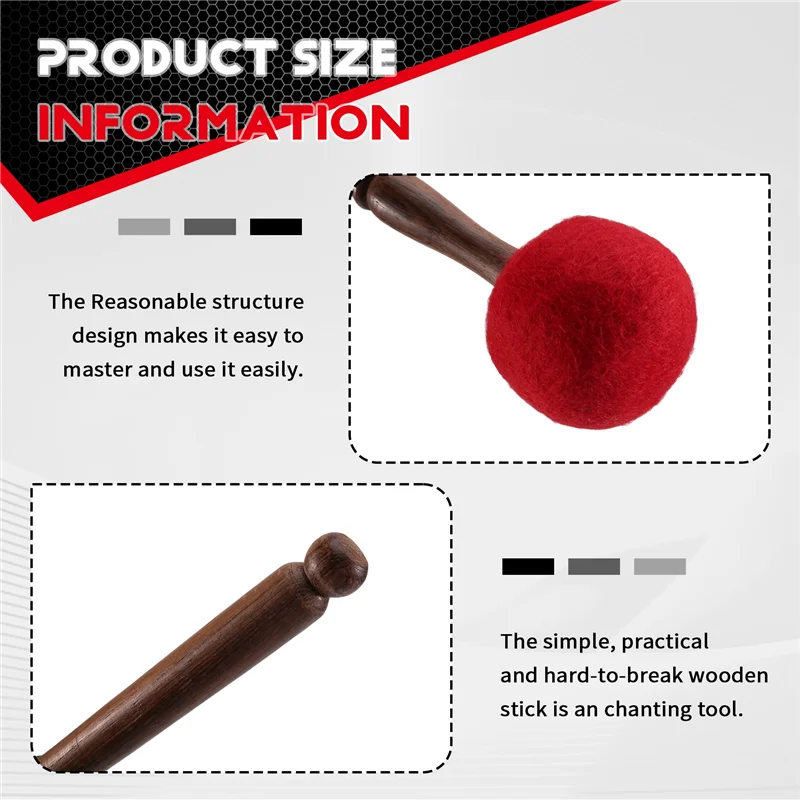 FSTE-Wooden Mallet Sound Bowl Meditation Mallet Sound Bowl Stick Professional Singing Bowl Sound Bowls