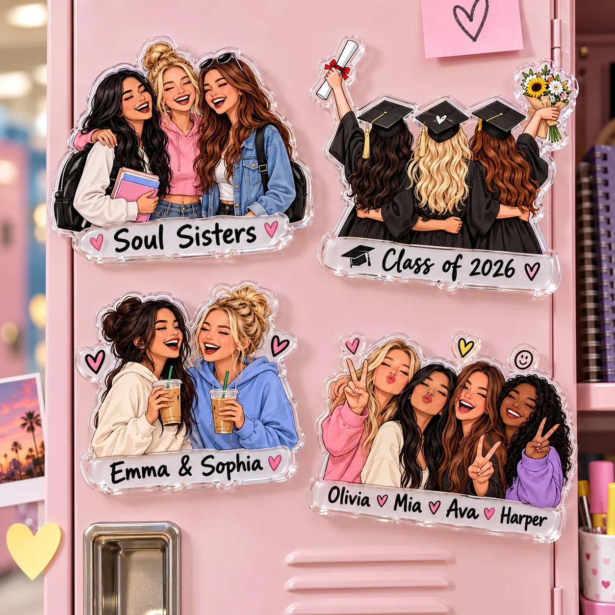 Custom acrylic photo magnets—personalized keepsakes perfect for displaying family photos on your refrigerator.