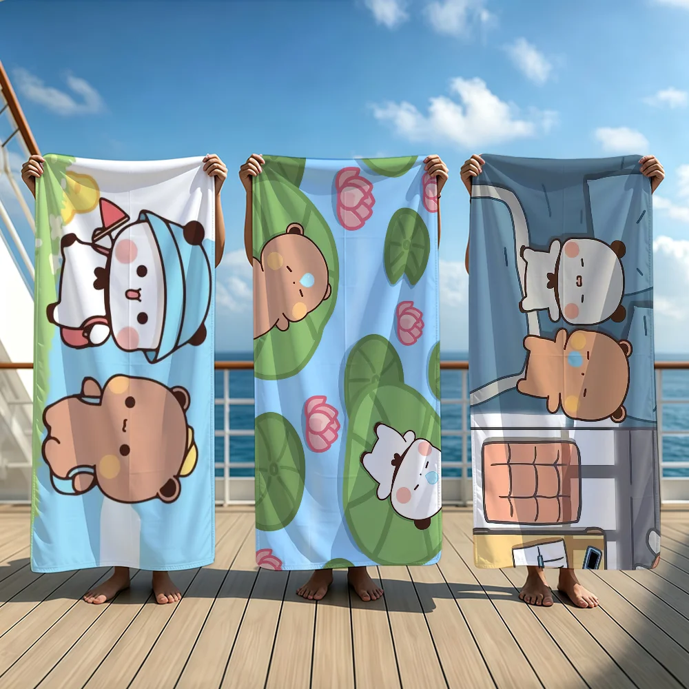Cute BUBUDUDU Panda Cartoon Towel Beach Oversized Soft Ultra Absorbent Quick Drying Large Pool Travel Camping Bathroom